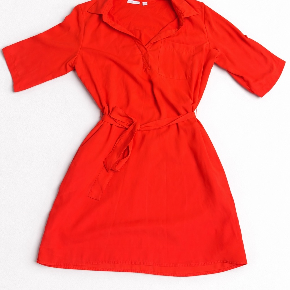 New York & Company Vibrant Red Midi Dress
